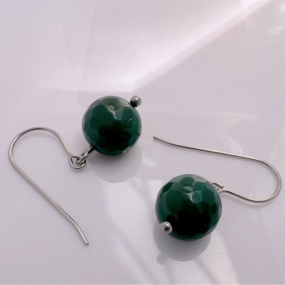 FOREST Green Agate Stainless Steel Drop Earrings - Picture 13 of 13